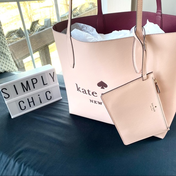NWT Kate Spade genuine leather tote and wristlet - Picture 2 of 9